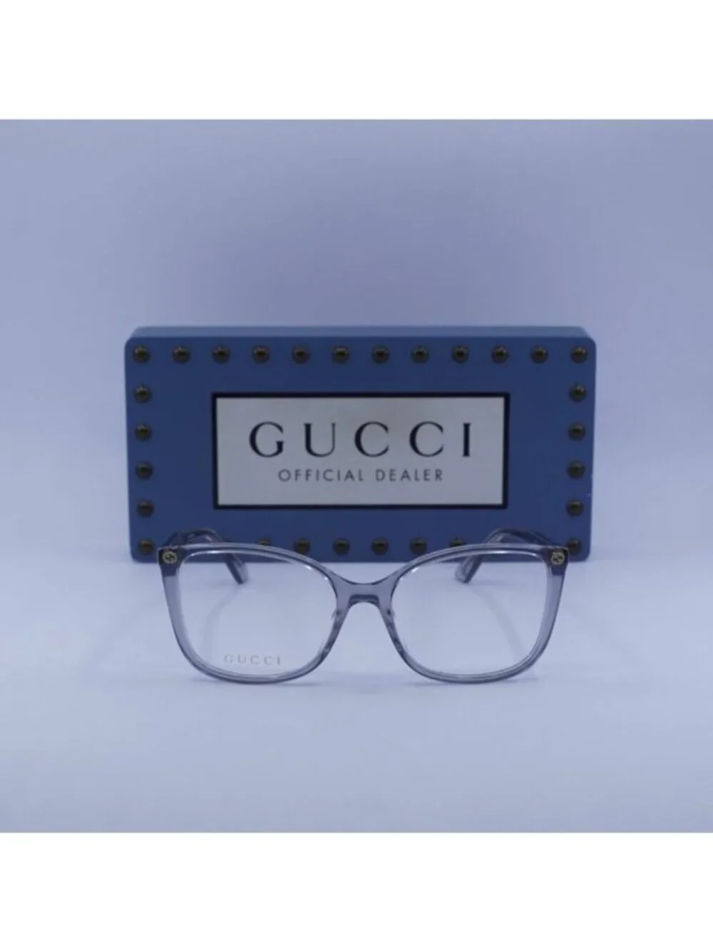Gucci GG0026O 017 Cat Eye Eyeglasses - Shiny Transparent Denim Blue 53mm